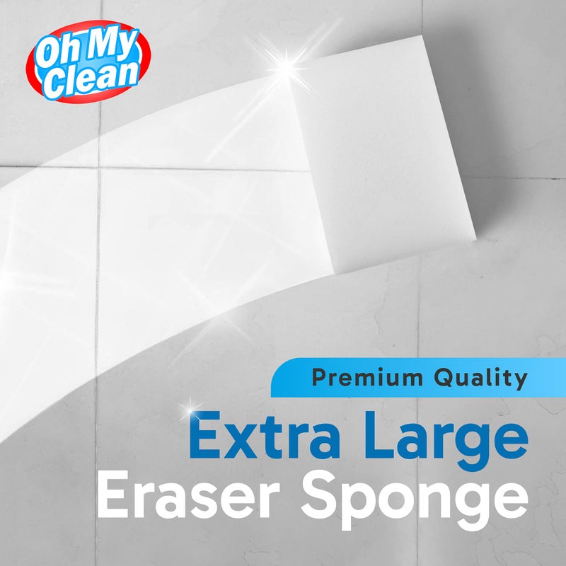 Oh My Clean (40 Pack) Extra Large Eraser Sponge - Extra Thick, Long Lasting, Premium Melamine Sponges in Bulk - Multi Surface Power Scrubber Foam Cleaning Pads - Bathtub, Floor, Baseboard, Bathroom, Wall Cleaner - Image 2